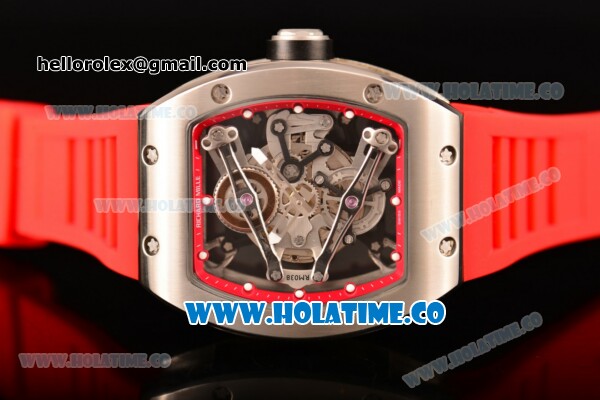 Richard Mille RM 038 Asia Automatic Steel Case with Skeleton Dial and Red Rubber Strap - Click Image to Close